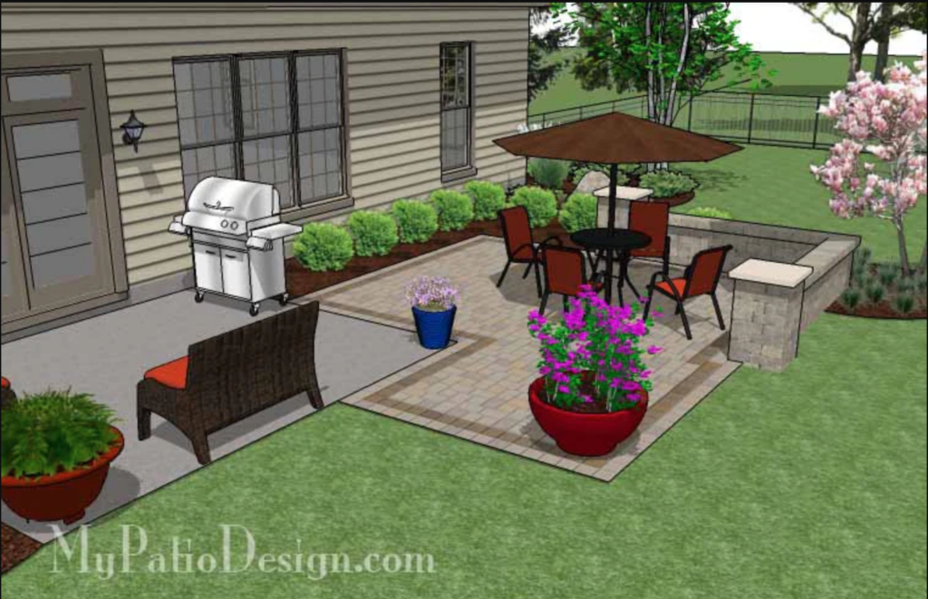 Patio Addition Design with Seat Wall